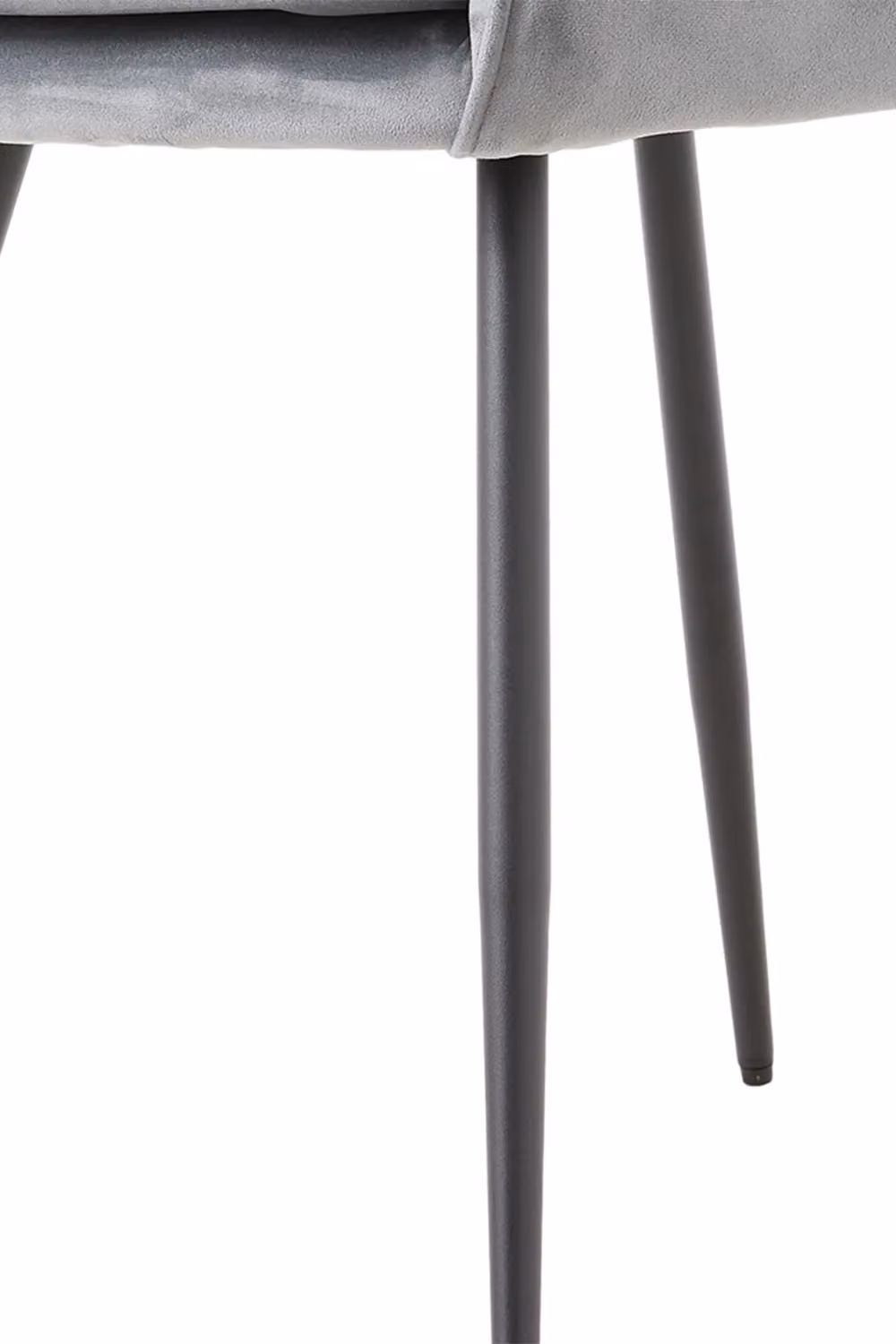 Living and Home Set of 2 Grey Velvet Upholstered Dining Chairs with Metal Legs – 3