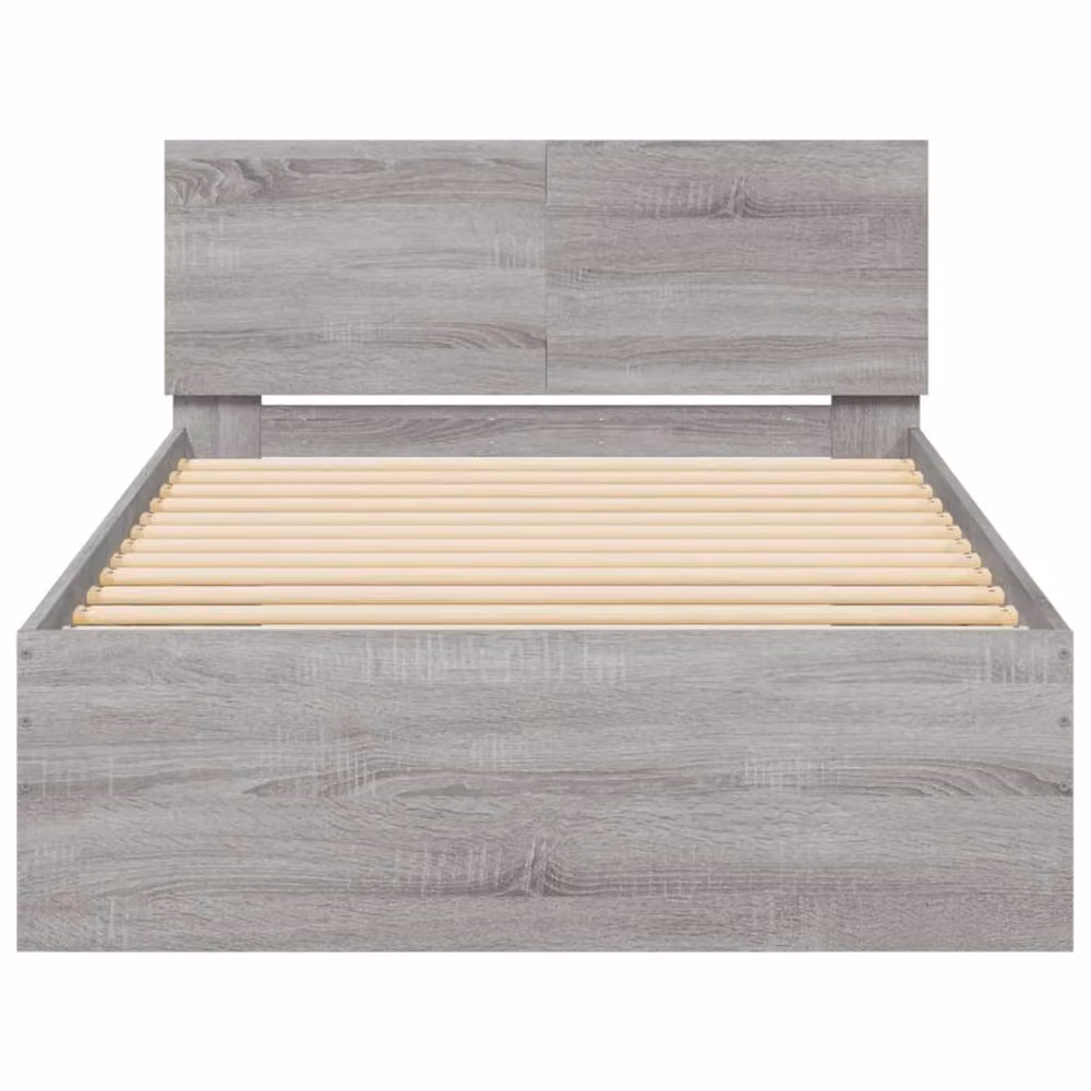 Berkfield Home Modern Grey Sonoma Bed Frame with Headboard, W/D/H: 100 x 200 x 70 cm – 3