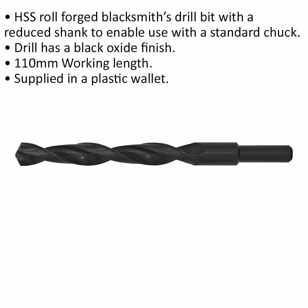 Loops Black HSS Roll Forged Blacksmith Twist Drill Bit with Reduced Shank, 13.5 x 16 mm – 2