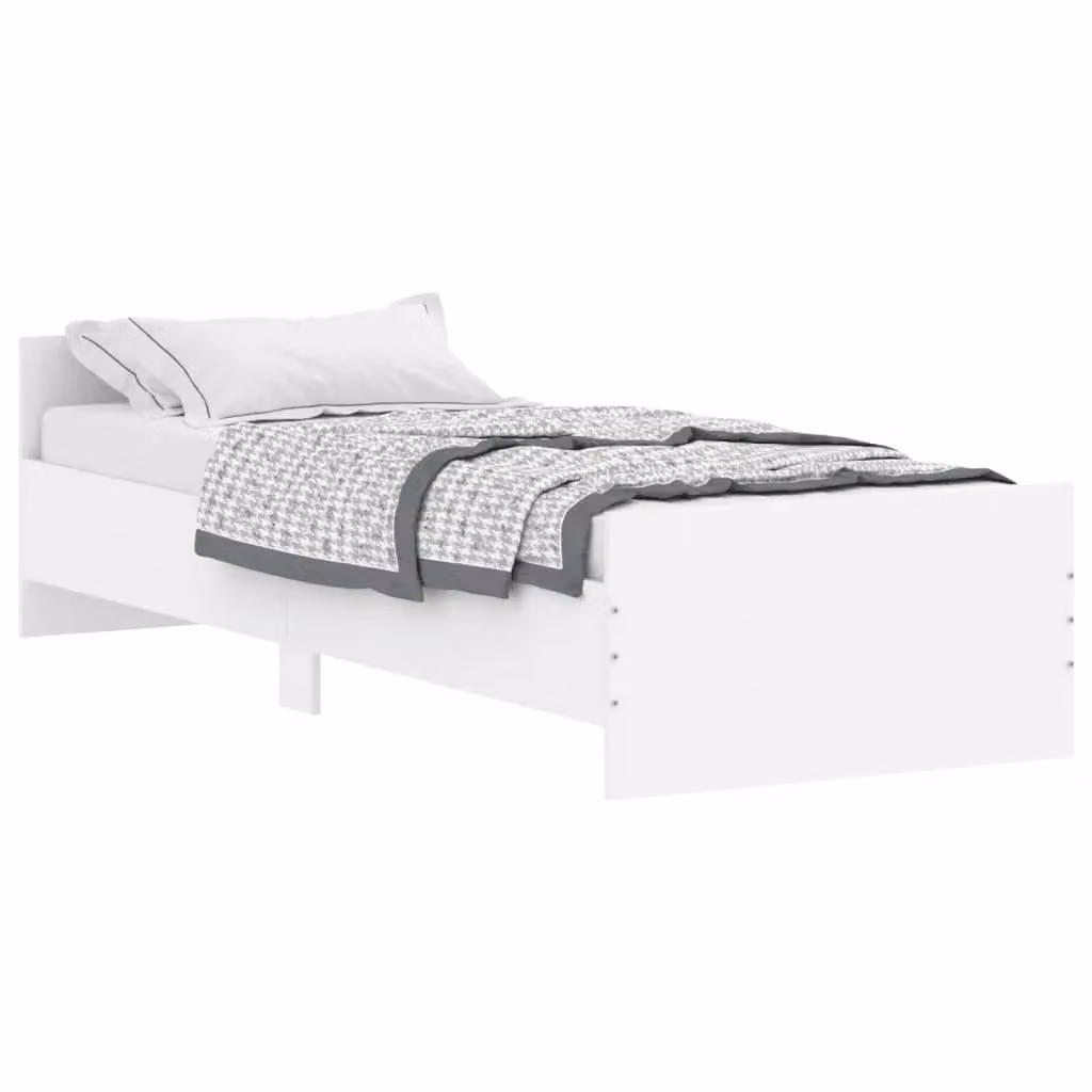 Berkfield Home Small Single Bed Frame in White, Engineered Wood, W: 75 cm x L: 190 cm – 2