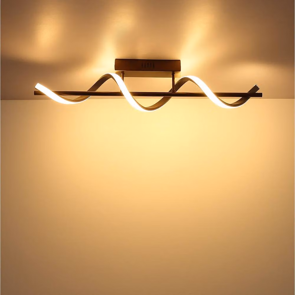 Netlighting Spiro Semi Flush Ceiling Light in Matt Coffee Brown with Warm White LED – 3