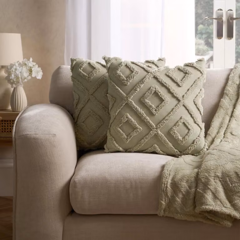 OHS 2 Pack Green Tufted Arch Square Cushion Covers, W/D/H: 45 x 45 x 45 cm