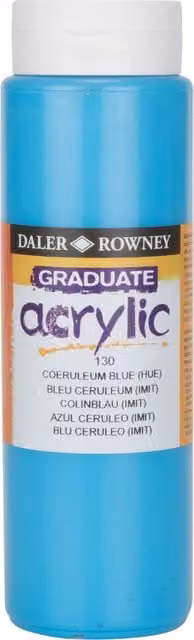 Daler Rowney Graduate Acrylic Paint Coeruleum Hue, 500ml, Blue/Turquoise