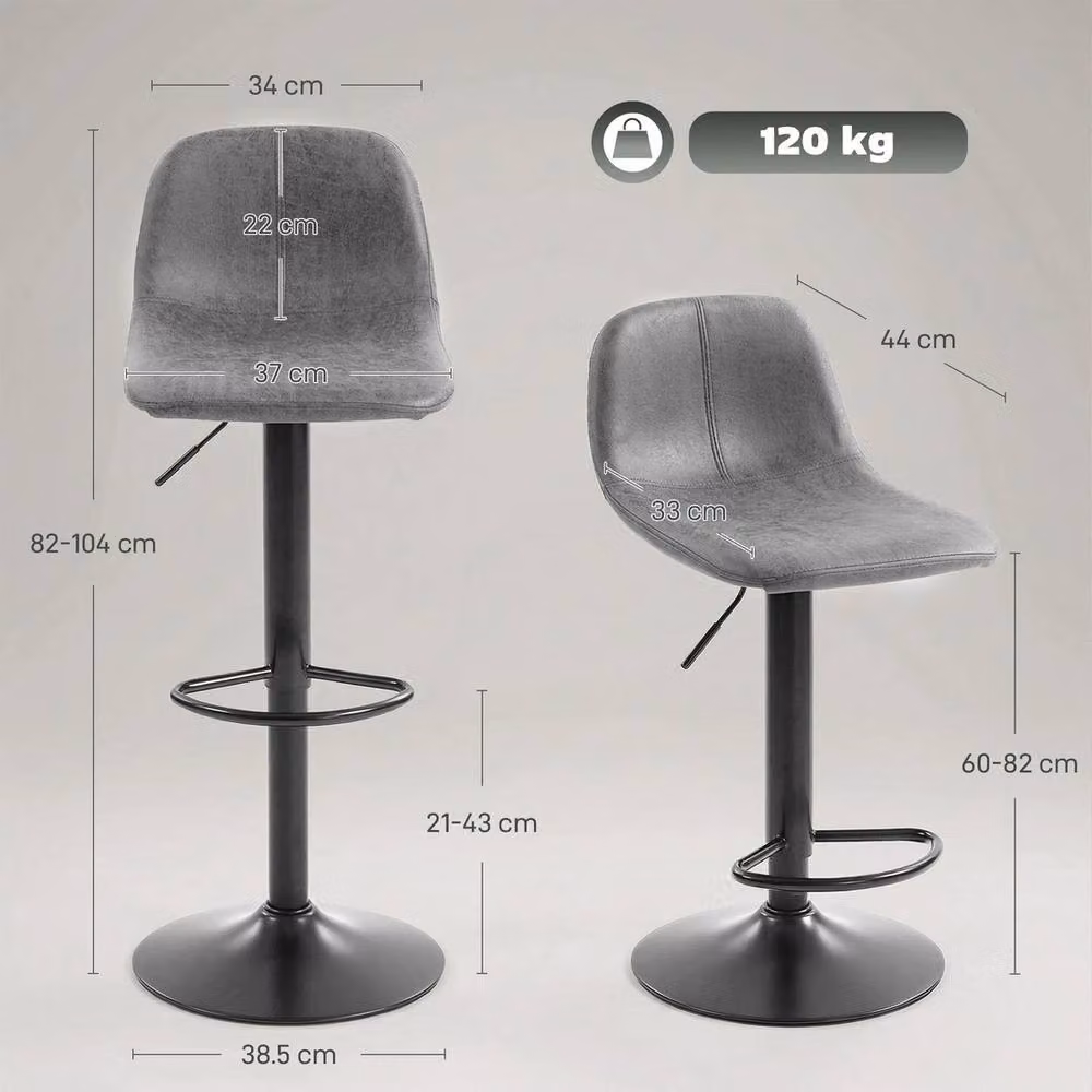 FORGEVIO Set of 2 Modern Swivel Bar Stools in Grey – 2