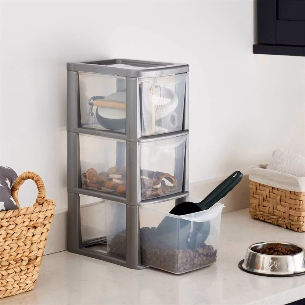 Nordara A5 3-Drawer Plastic Desktop Storage Tower Unit in Transparent Silver – 2