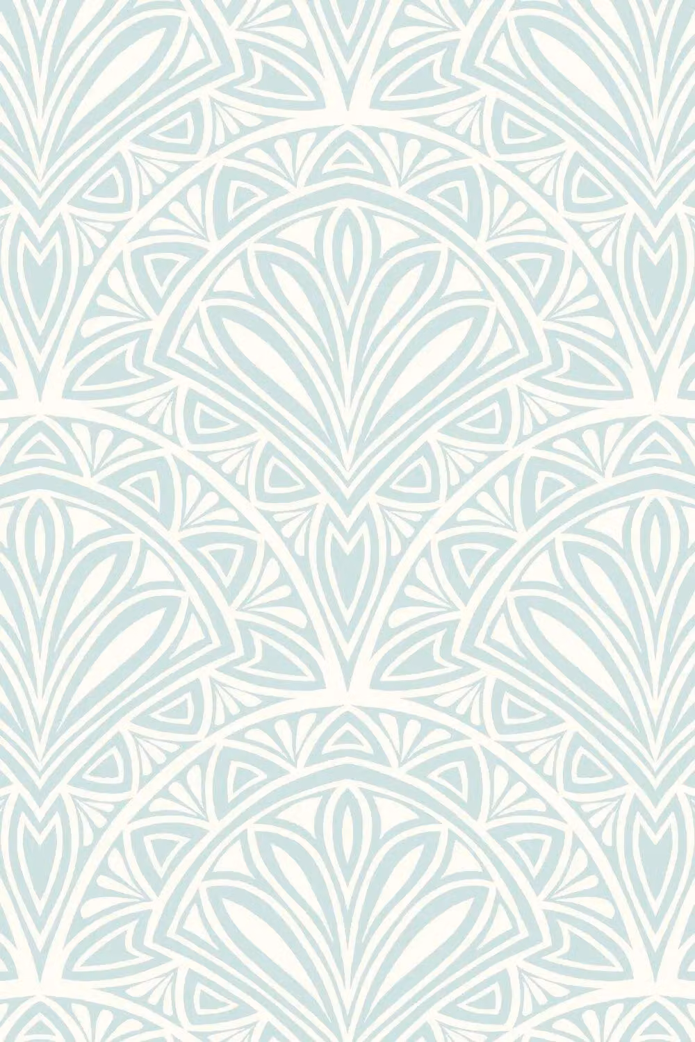 Hoopla Walls Deco Fan Matt Wallpaper in Blue with Abstract Geometric Art Deco Design – 2