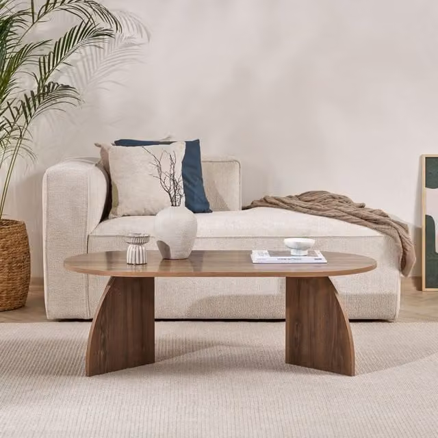 Decortie Melina Oval Coffee Table in Natural Walnut Effect Brown