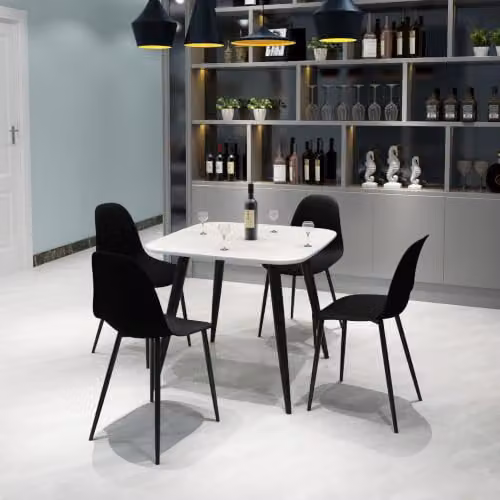Core Products Aspen Pair of Black Plastic Armless Curve Dining Chairs with Metal Frame – 2