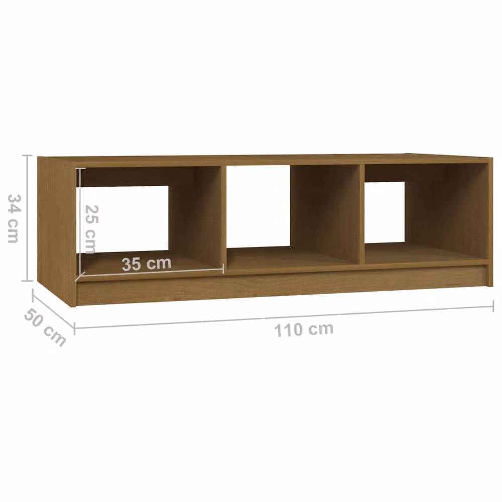 Berkfield Home Honey Brown Solid Pinewood Coffee Table W: 110 cm, D: 50 cm, H: 34 cm – 4