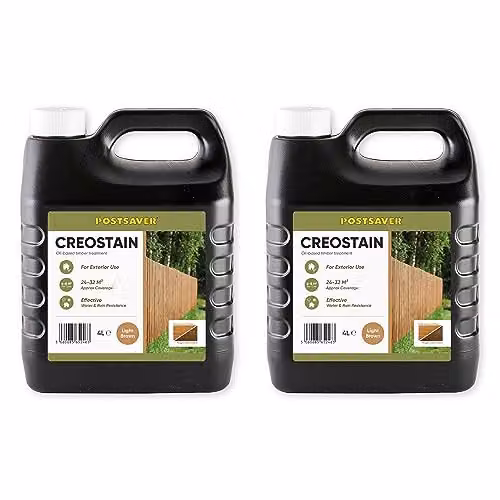 Postsaver Creocote Oil-Based Wood Treatment, Solvent-Based Water Repellent and Weatherproof Wood Stain, Brown, 8 litres – 1