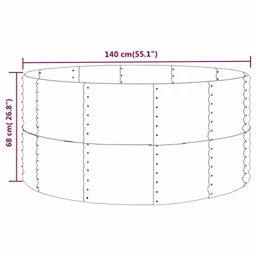 vidaXL Green Galvanised Steel Raised Bed for Ornamental Gardens W/D/H: 140 x 140 x 68 cm – 3