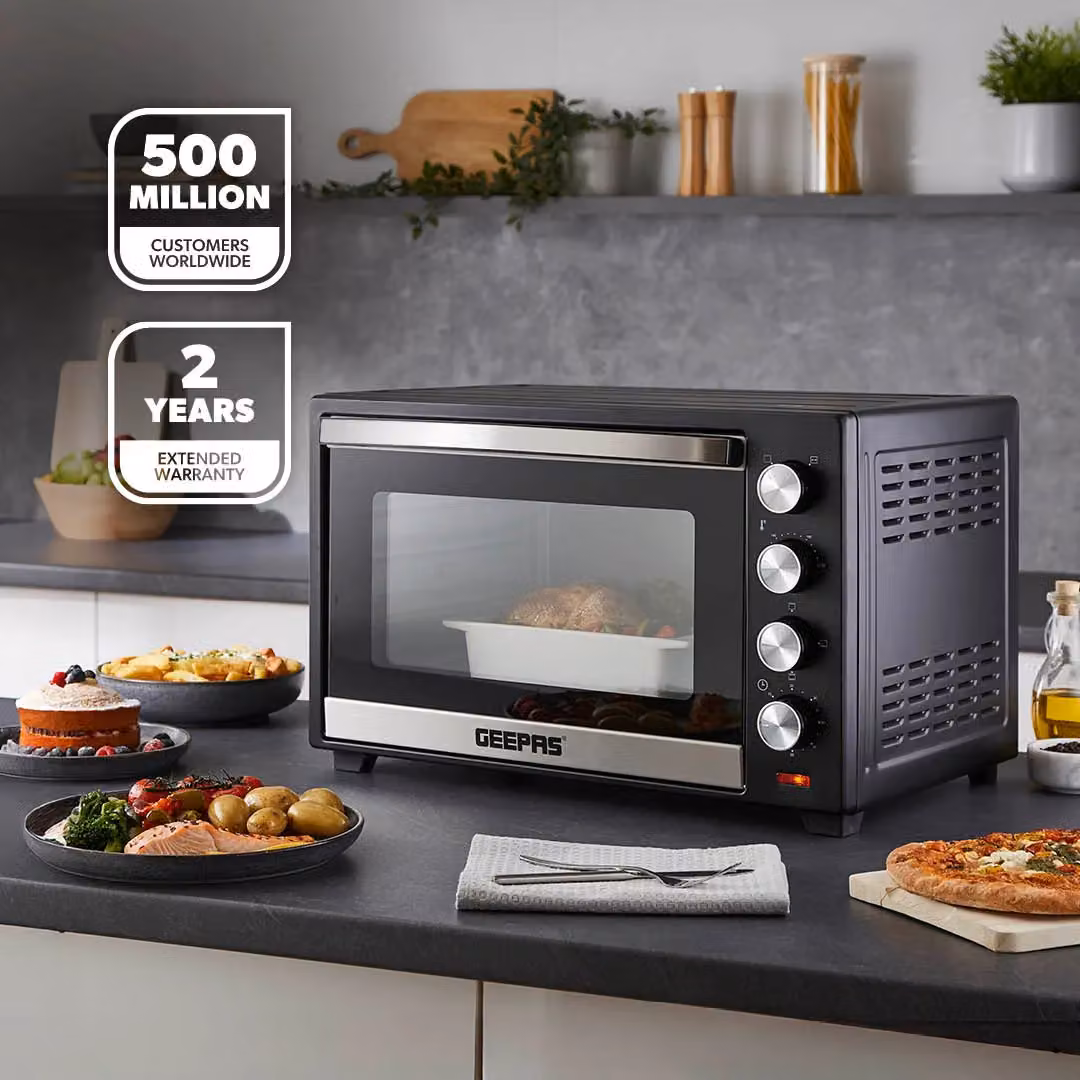 Geepas 48L Mini Oven Toaster Grill with 2000W Power in Black – 2