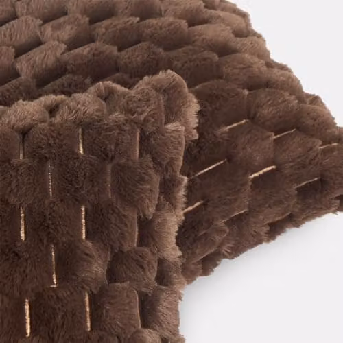 OHS Set of 2 Waffle Faux Fur Square Cushion Covers, Chocolate, W/D/H: 45 x 45 x 45 cm – 2