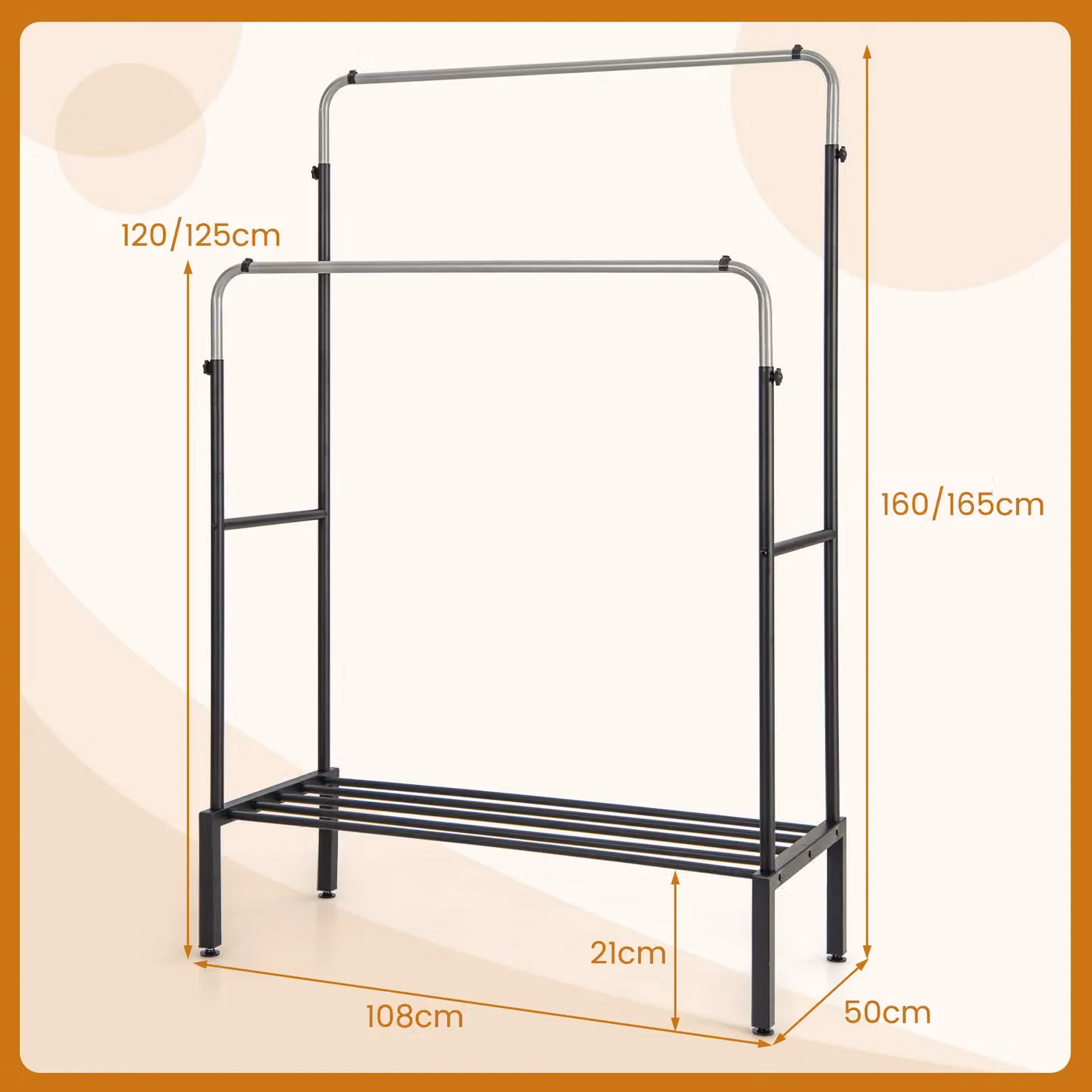 Costway Metal Clothes Hanging Garment Rack with 2 Rods in Matt Black – 5