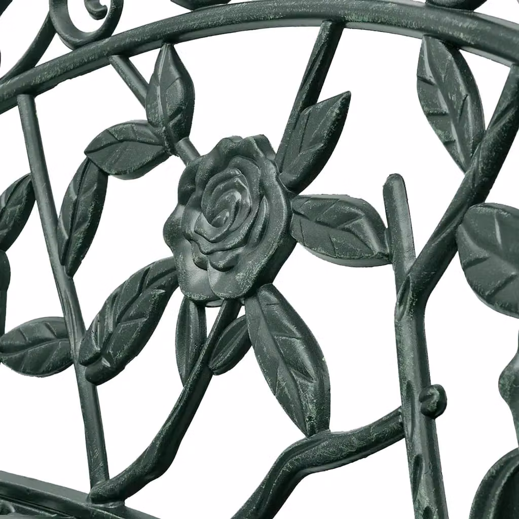 Berkfield Home Floral Garden Bench in Matt Green Cast Aluminium, Width: 100 cm – 3