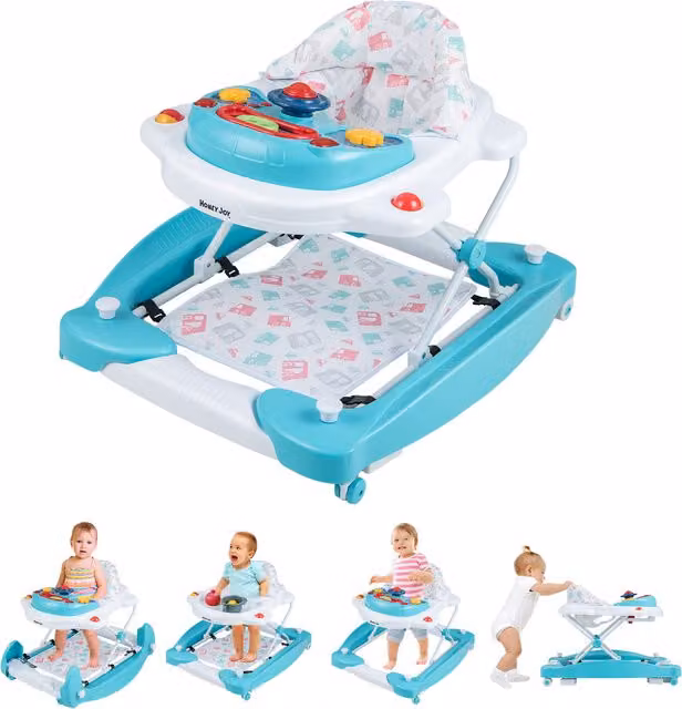 Costway 6 in 1 Anti-Rollover Push Along Toddler Walker with Music in Green
