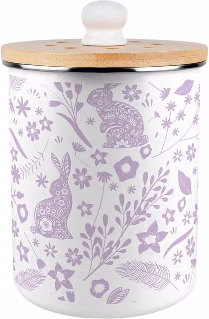 Purely Home Purple Wild Rabbits Metal Kitchen Compost Bin with Flip Lid, 2L