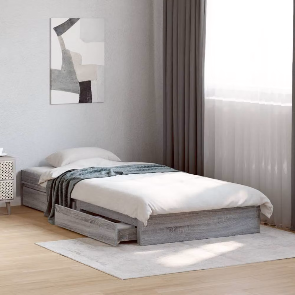 Berkfield Home Grey Sonoma Bed Frame with Drawers W/D/H: 100 x 200 cm – 2