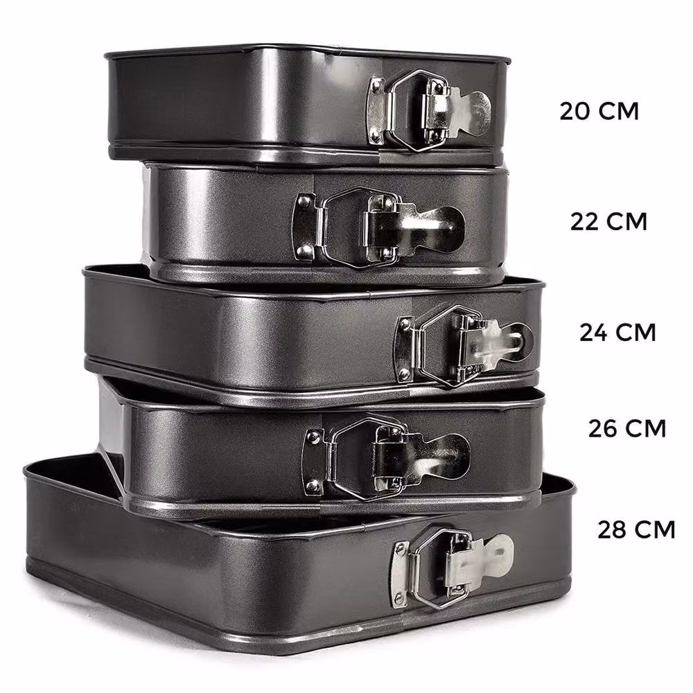 FLAVORA 5 Pack Non-Stick Square Springform Cake Baking Tins in Black – 2