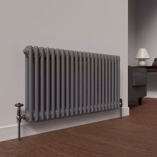 Lux Heat Horizontal 2 Column Steel Radiator in Anthracite Grey, W: 101.0 cm, H: 50.0 cm