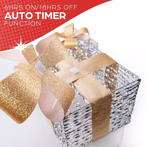 The Christmas Workshop Light-Up Gold and Silver Gift Box Set of 3 with Warm White LED Lights and Timer Function – 4