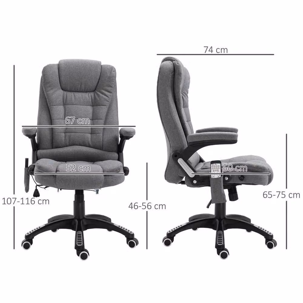 KORVIXA Grey Fabric Executive Reclining Chair with Headrest and 360 Degree Swivel for Home Office – 2