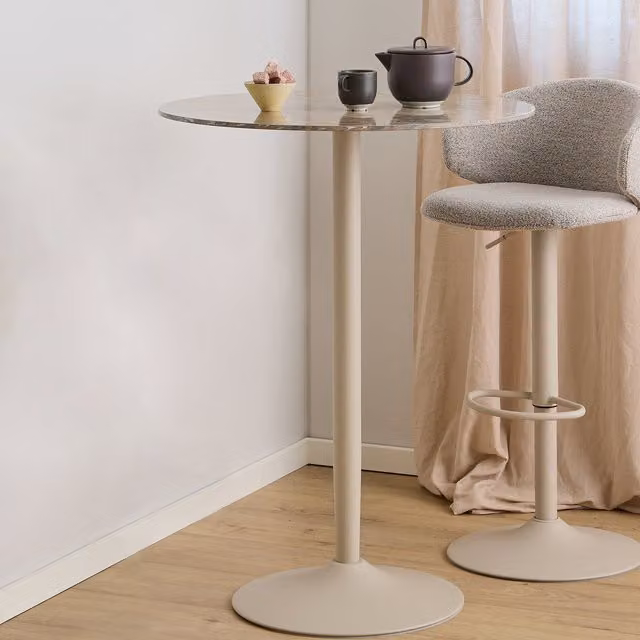 Furniture To Go Malta Round Marble Bar Table, Brown, H 105 x W 80 cm