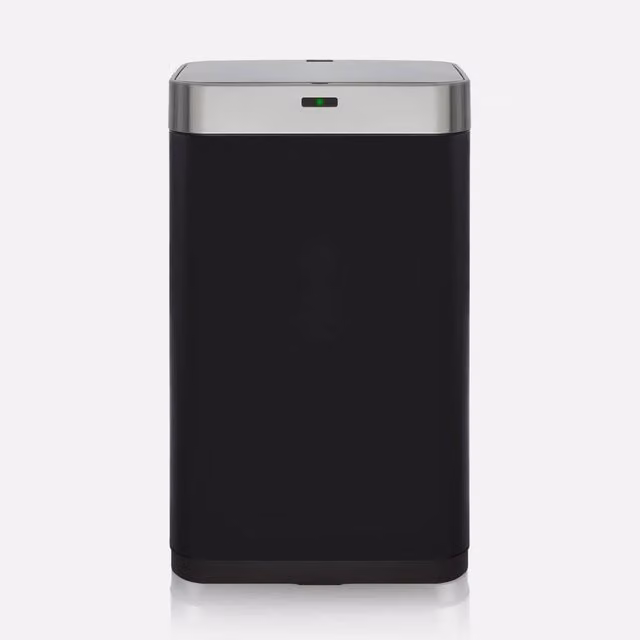 Tower Square Sensor Bin, 75L, Black Stainless Steel with Soft Close Opening – 1