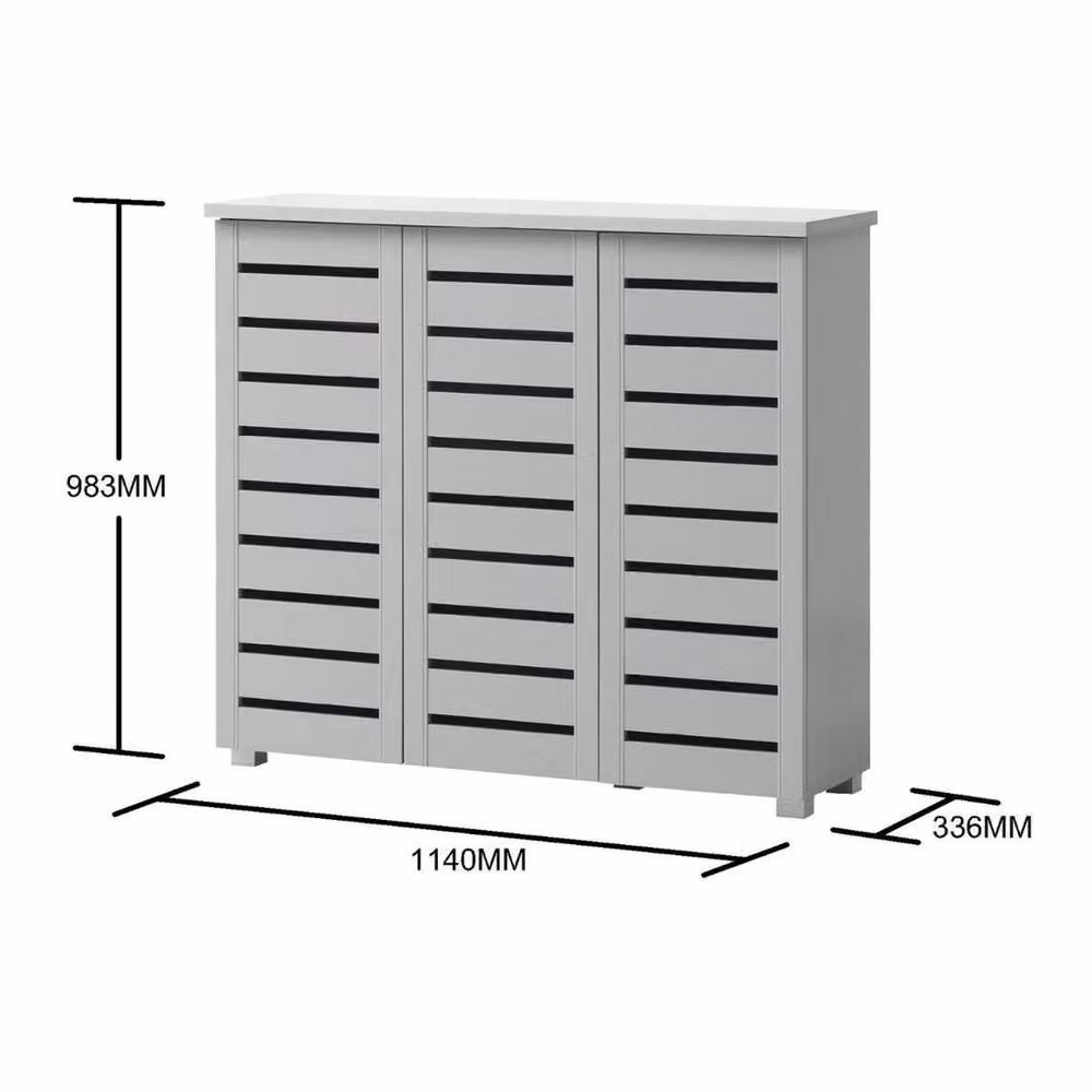 FORGEVIO Modern Grey Shoe Storage Cabinet with Hinged Doors and Internal Shelves – 2