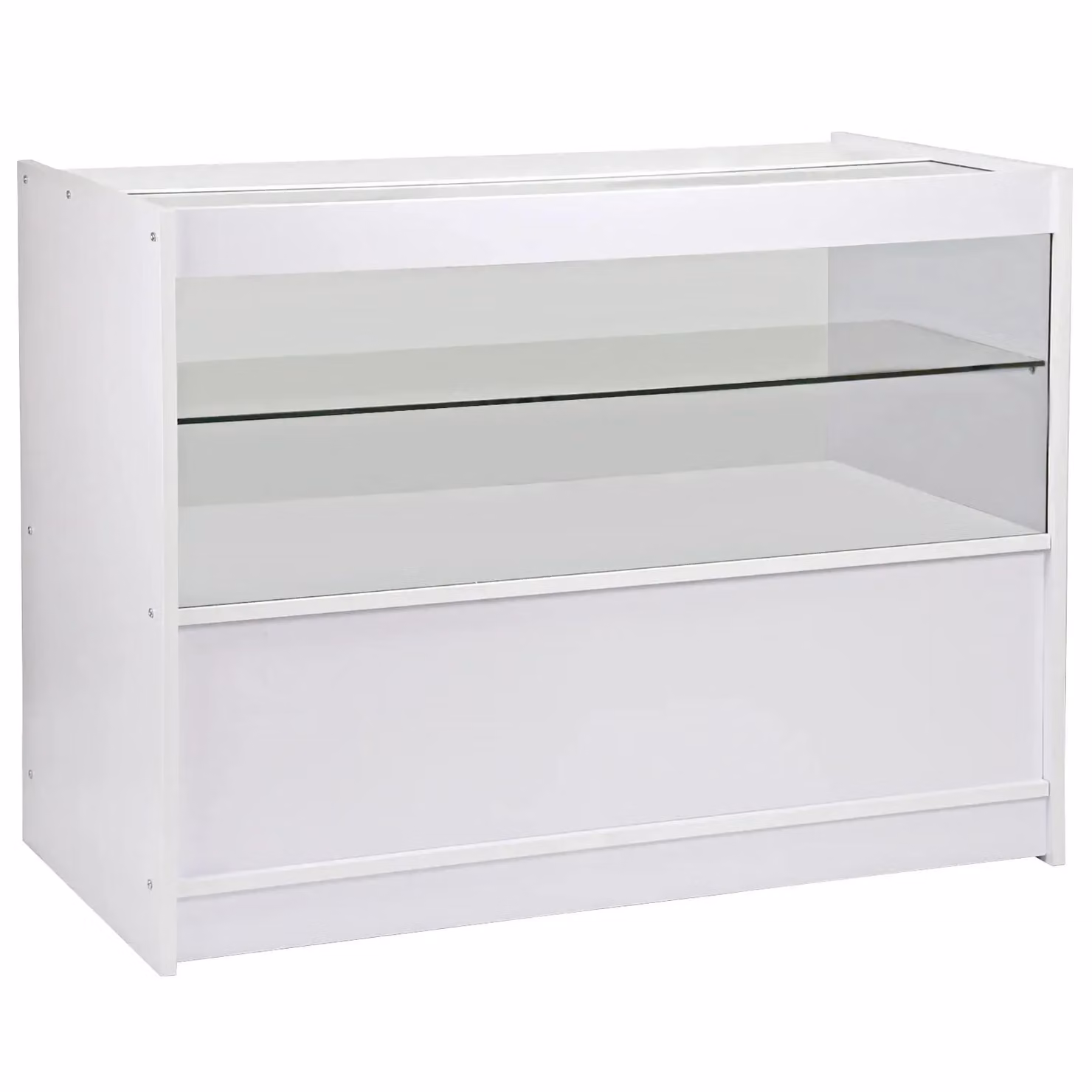 Monstershop Draco Corner Retail Display Shop Counter and Glass Showcase Cabinet Set in Brilliant White, W/D/H: 120 x 50 x 90 cm