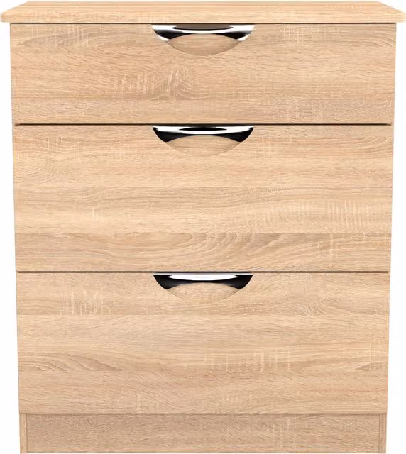 2 U Holborn Ready Assembled 3 Drawer Deep Chest in Light Oak