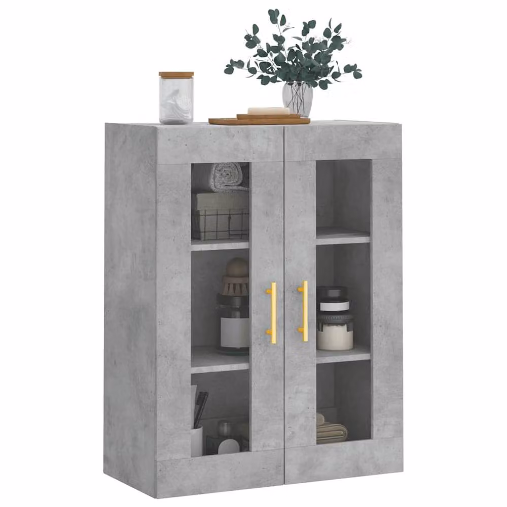 Berkfield Home Wall Mounted Cabinet in Concrete Grey with Glass Doors, W/D/H: 69.5 x 34 x 90 cm – 3
