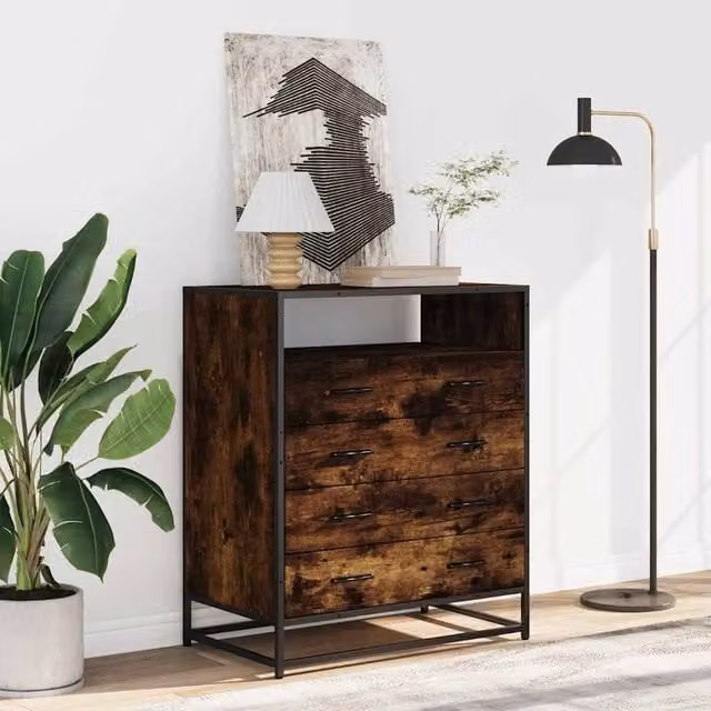 Berkfield Home Elegant Drawer Cabinet in Smoked Oak Brown, W: 70 cm, D: 41 cm, H: 83.5 cm – 1