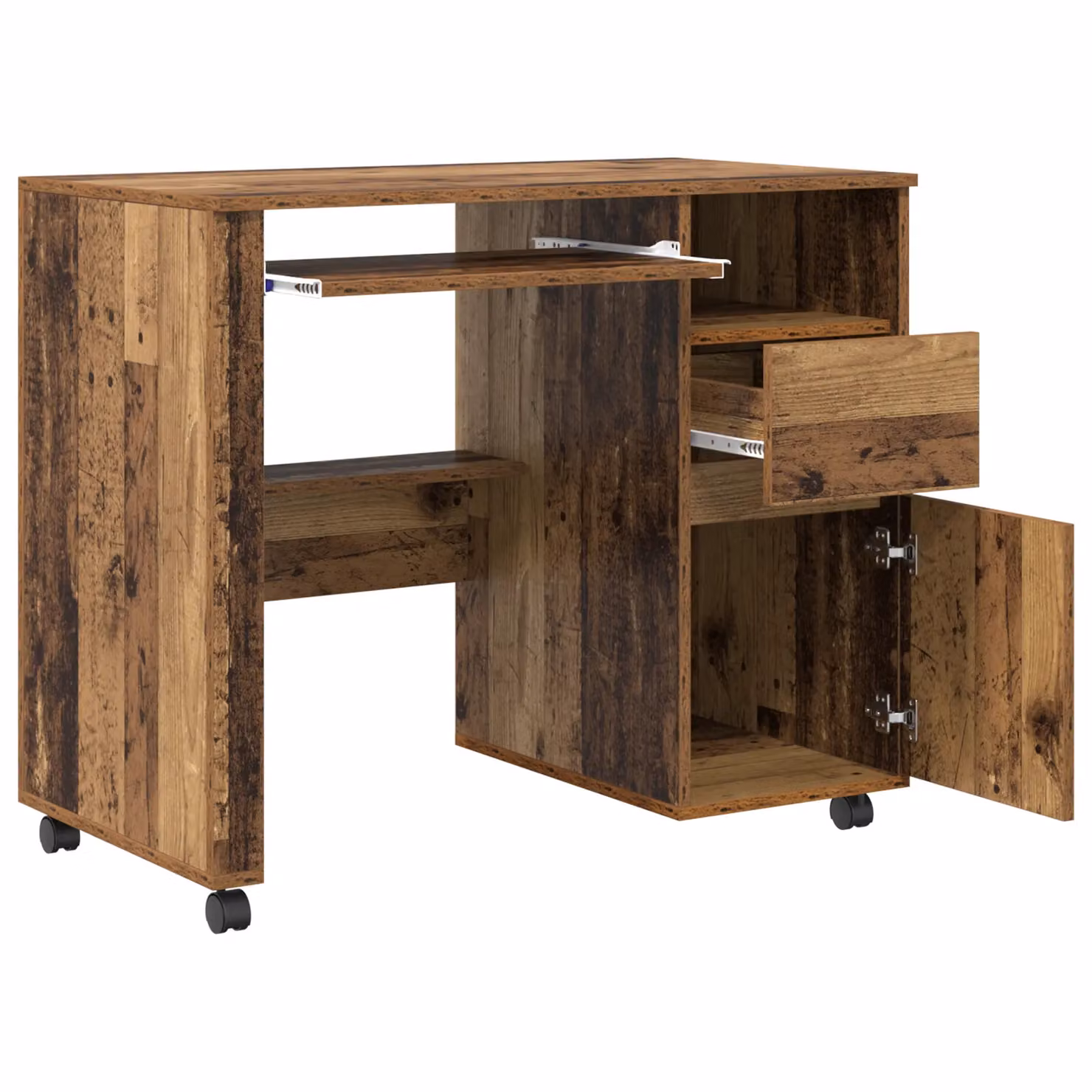 Berkfield Home Brown Rustic Computer Desk with Metal Frame and Particle Board Top – 3