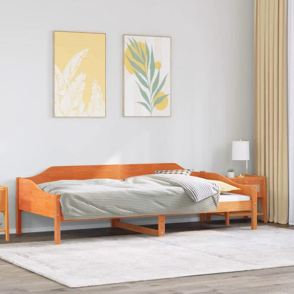 Berkfield Home Solid Wood Pine Bed Frame in Wax Brown, W/D/H: 90 x 200 cm – 2
