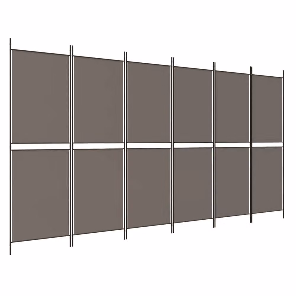 Berkfield Home 6-Panel Fabric Room Divider in Anthracite and Black, W: 300 cm, H: 220 cm