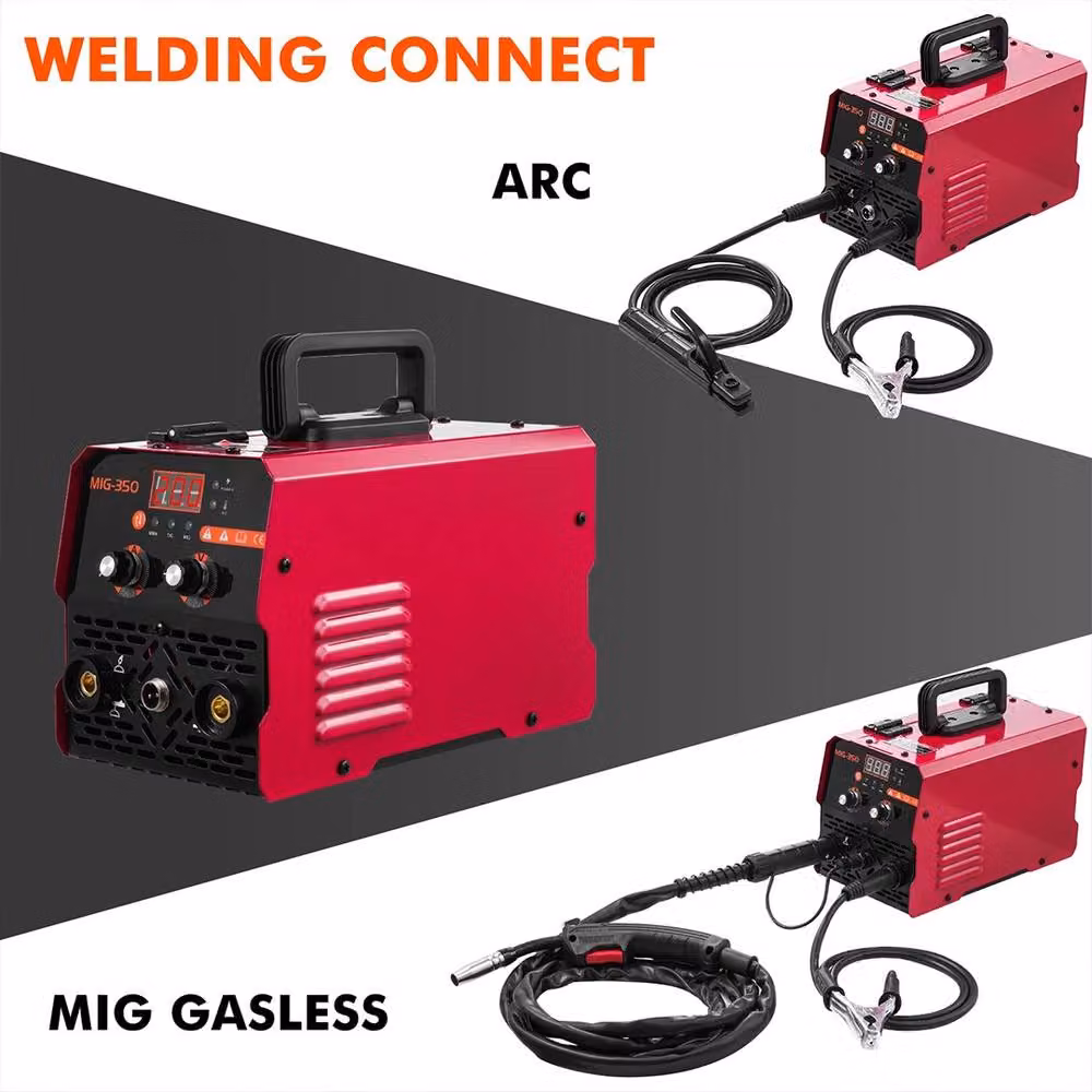 VOGREX 3-in-1 MIG Welder Inverter, 350Amp, 220V, MMA/TIG/MIG, Red – 4
