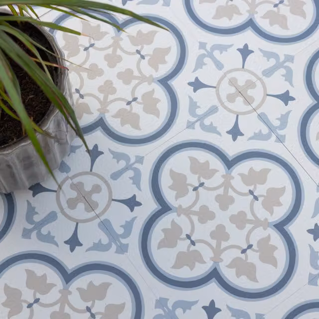 Floor Pops Remy Blue Self-adhesive Vinyl Floor Tiles, W/D: 30.48 x 30.48 cm