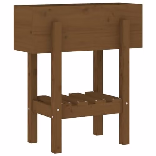 vidaXL Brown Wooden Garden Planter Tub W: 62 cm, D: 30 cm, H: 69 cm