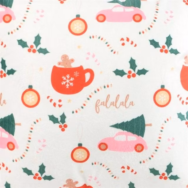 Uniqueful Square Sugarplum Christmas Print Cushion, Pink and Multicolour, 45 x 45 cm