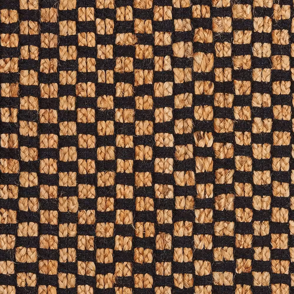 Wyld and Coco Handwoven Jute and Cotton Checkerboard Rug in Black and Beige, W: 140 cm, L: 200 cm – 3