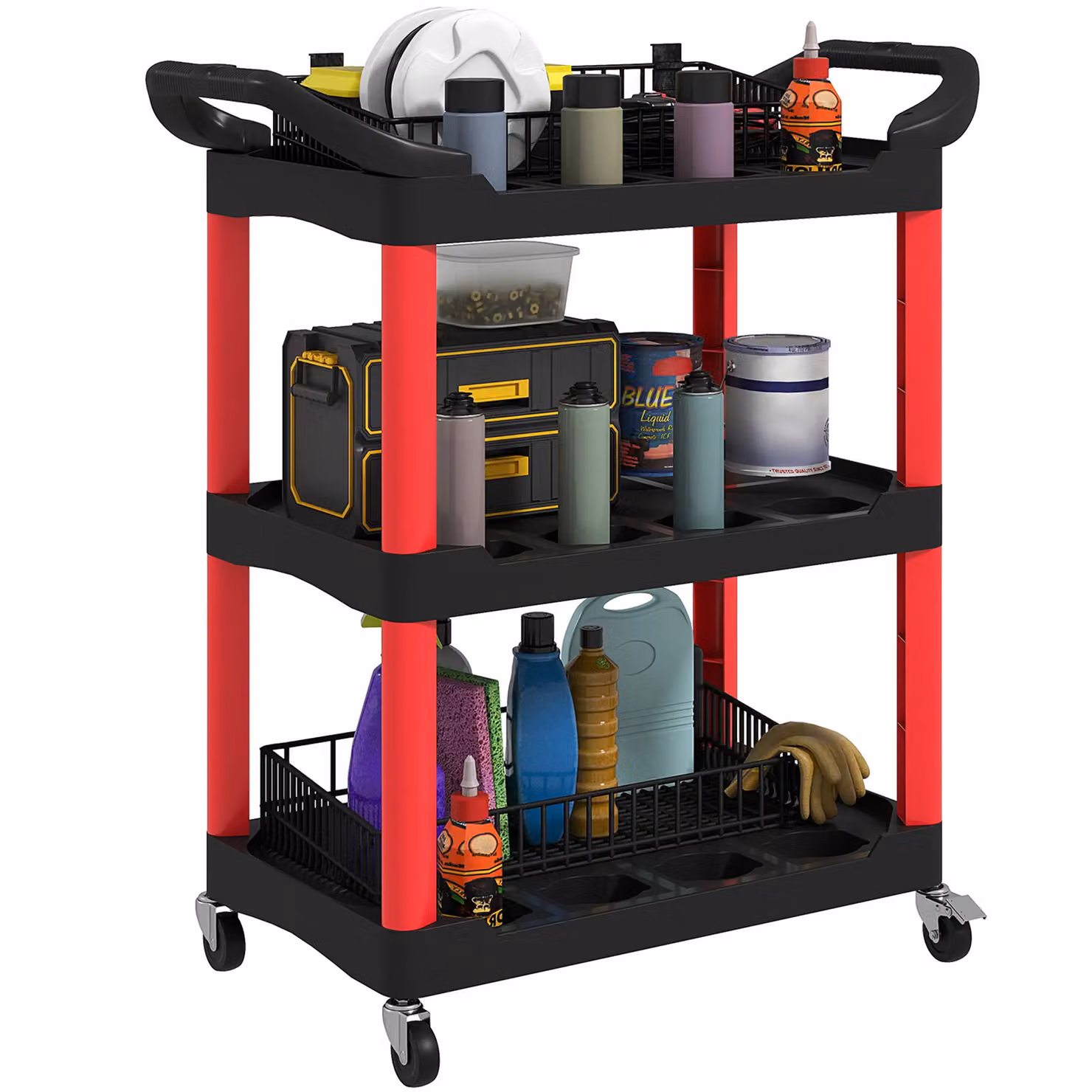 HOMCOM 3-Tier Rolling Tool Cart in Black, W/D/H: 40 x 40 x 83 cm – 2