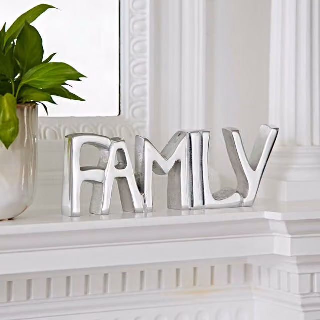Paper High Reclaimed Metal Family Sign in Silver, W: 25 cm, H: 8.5 cm – 1