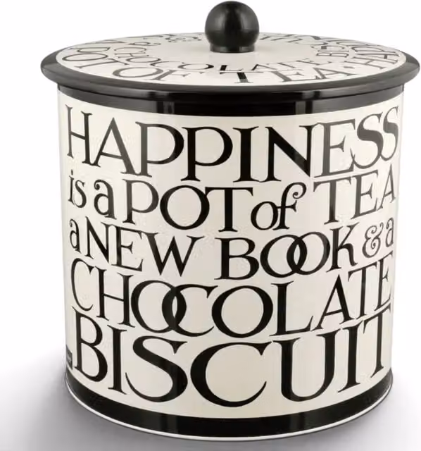 Emma Bridgewater Ceramic and Metal Biscuit Barrel in Black and White