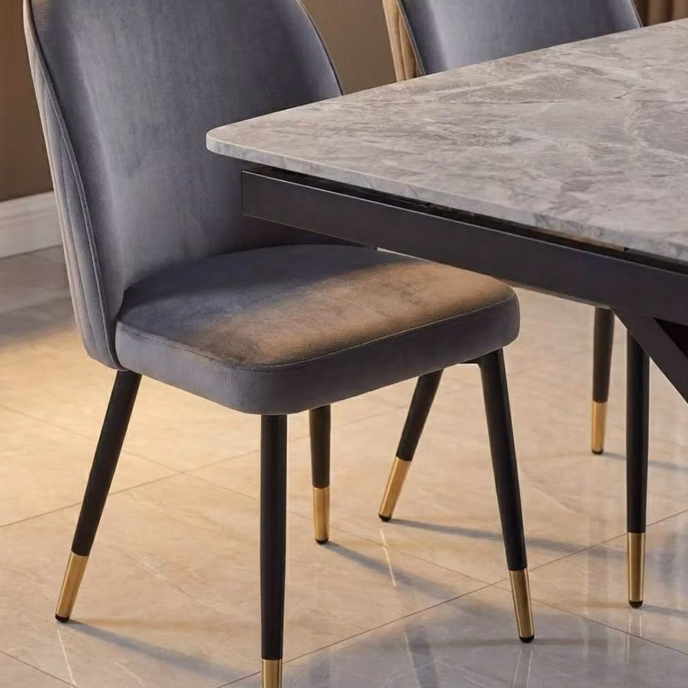 HOME LUXE INTERIOR Sapphire Extending Grey Sintered Stone Dining Table and 6 Liza Chairs – 4