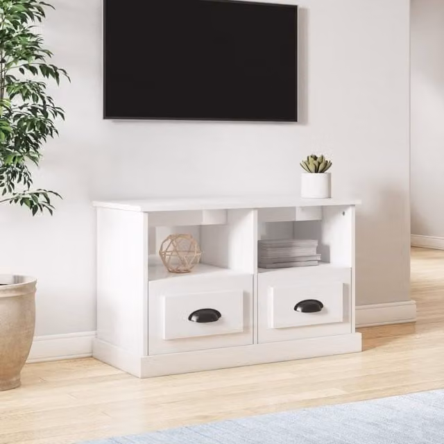 Berkfield Home High Gloss White TV Cabinet W/D/H: 80 x 35 x 50 cm – 1