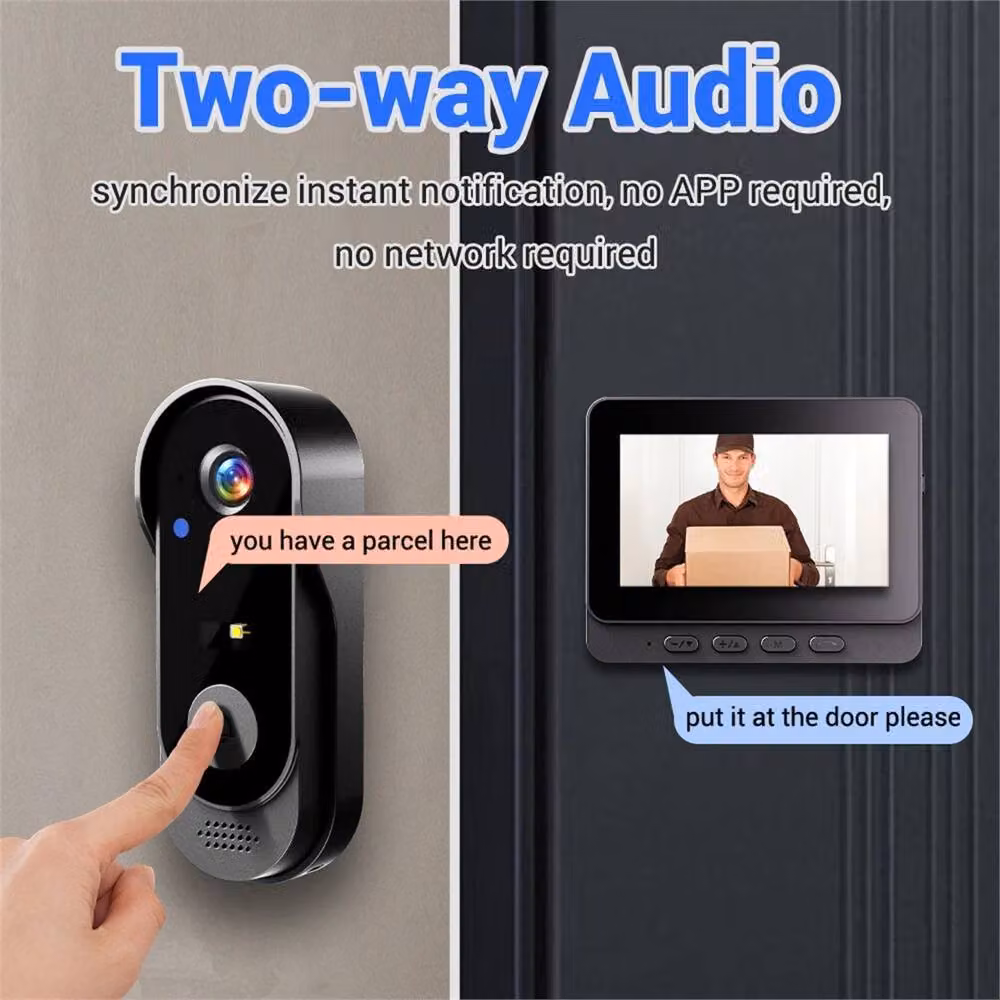 Nordara Smart Wireless Video Doorbell Security Camera Intercom with Monitor, Black – 4