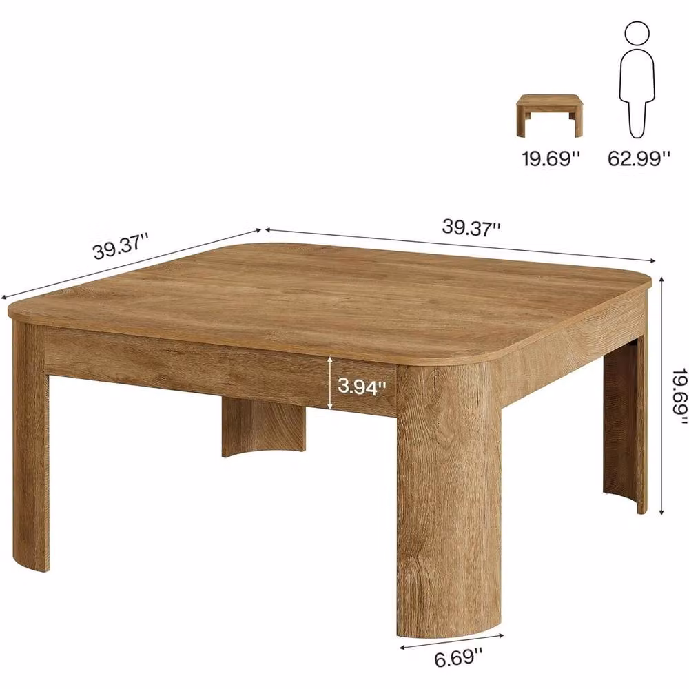 VOGREX Square Wooden Cocktail Coffee Table in Brown – 2