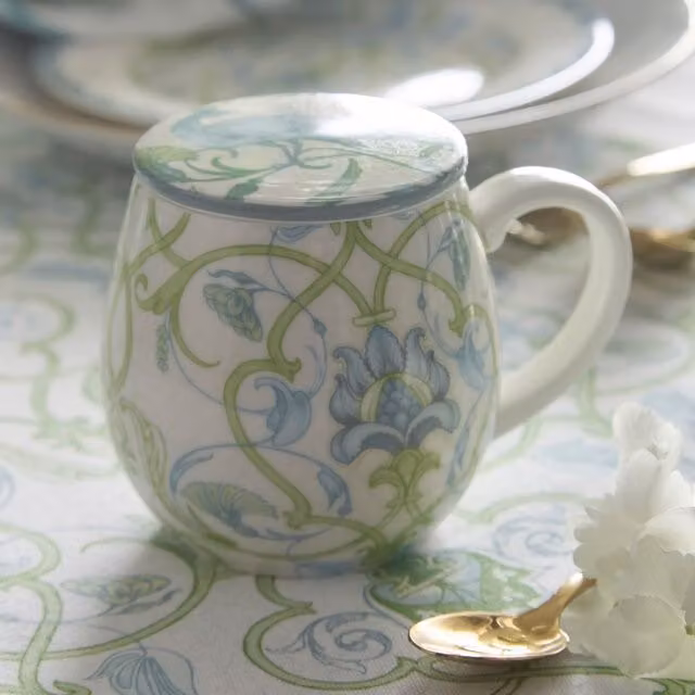 Laurence Llewelyn-Bowen Palm Court Porcelain Mug with Lid, Multicolour