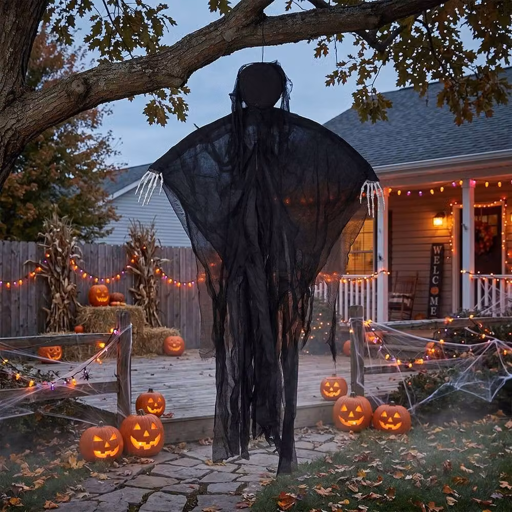 Yezi Halloween Grim Reaper Hanging Decoration, Black, Height: 130 cm – 8